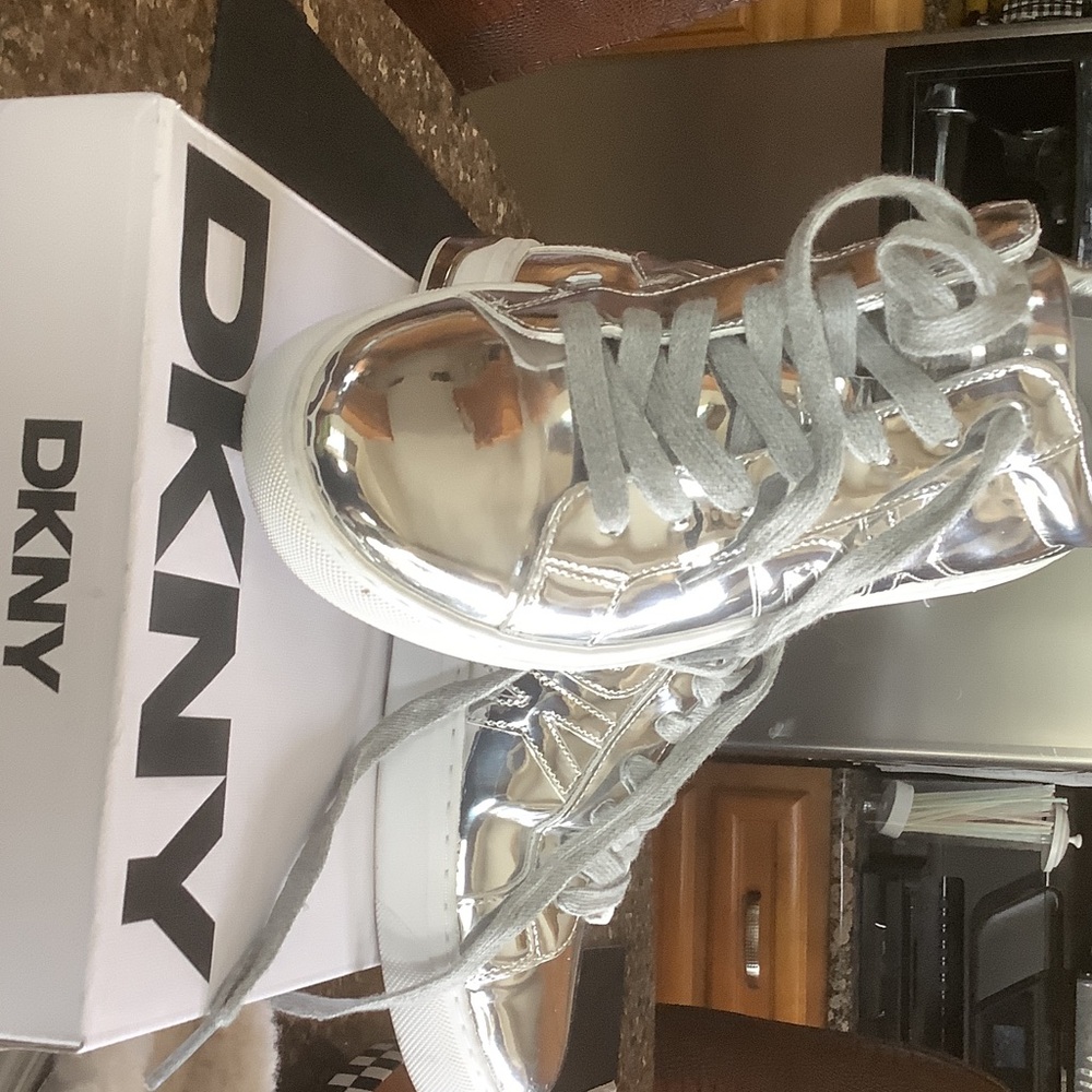 DKNY Women's Metallic Silver Athletic Shoes